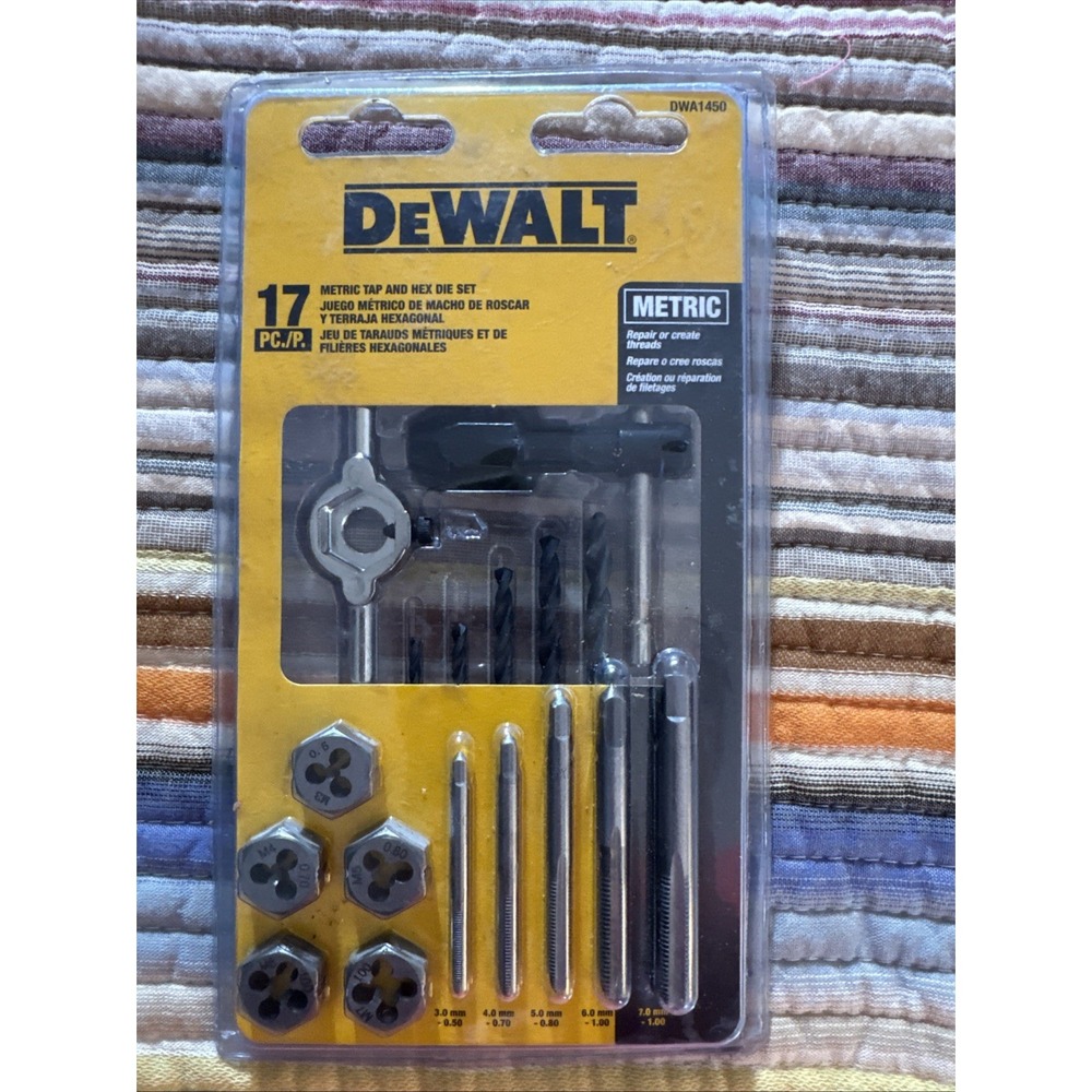 New DeWalt 17pc Fractional Tap & Hex Die Tool Set DWA1451  Repair Create Threads